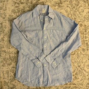 Brooks Brother Button Down 1818 Regent Long Sleeve Polo Shirt 100 Linen Medium